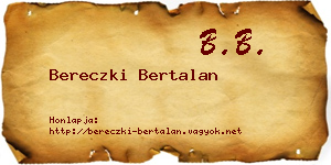 Bereczki Bertalan névjegykártya